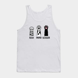 Rock Paper Scissors Hand Game Cute Pink Paw Funny Cat Tank Top